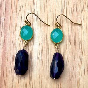 Luvleigh designs - aqua chalcedony & amethyst earrings